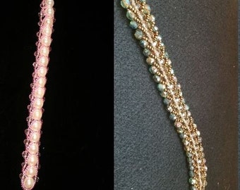 Beaded Pearl , Crystal bracelets- Pink, Green, Copper