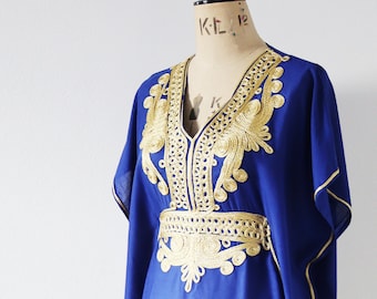 Royal Blue  embroidered Moroccan dress