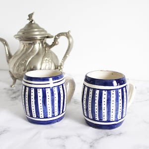 Set of two blue and white hand painted moroccan cups