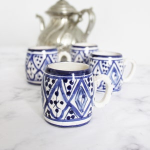 Four hand panted Moroccan espresso cups