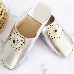 Handmade Moroccan shiny Silver berber shoes