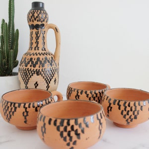 Set of two shallow moroccan clay water cups