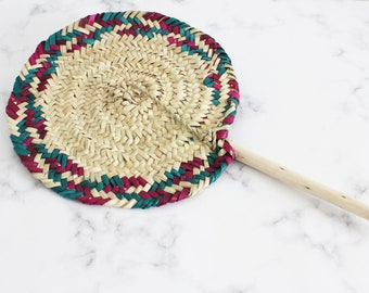 moroccan hand woven straw fan