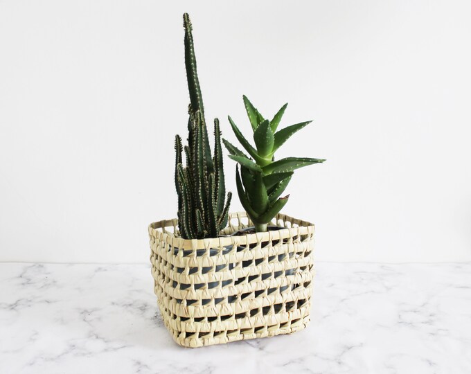 Vintage large boho rattan wicker plant pot or basket from the | Etsy