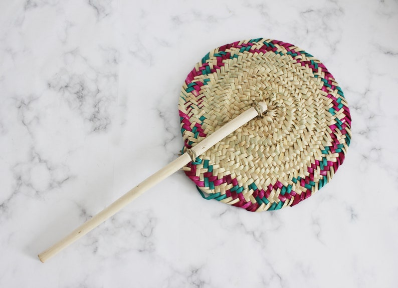 moroccan hand woven straw fan