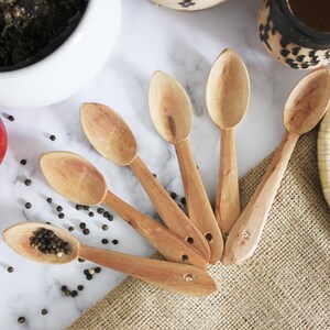 Set of six rustic moroccan wooden spoons
