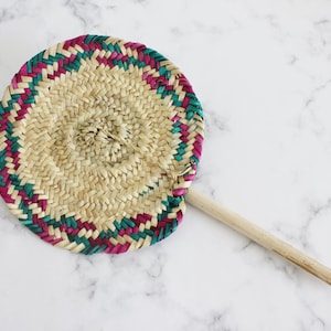 Moroccan hand woven straw fan