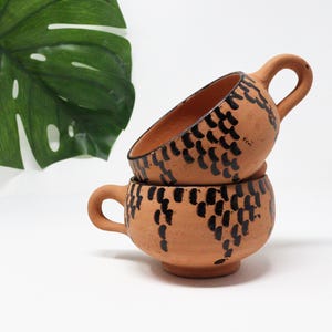 Set of two shallow moroccan clay water cups