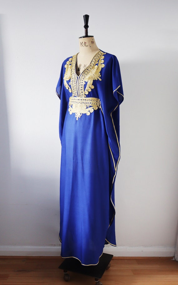 Royal Blue Embroidered Moroccan Dress - Etsy