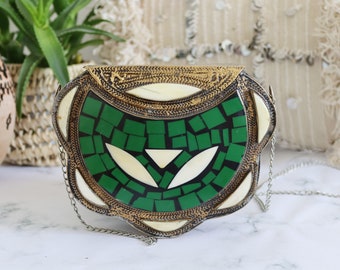 Stylish moroccan metal clutch bag