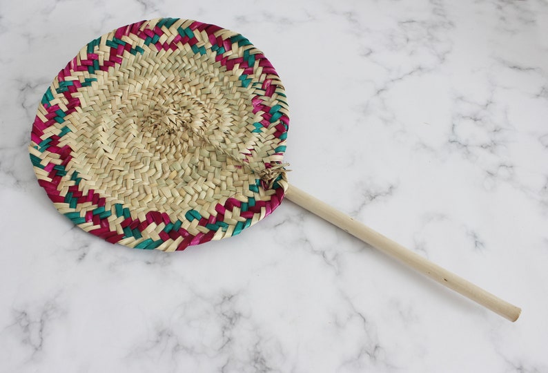 moroccan hand woven straw fan