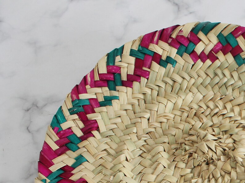 moroccan hand woven straw fan