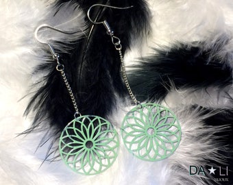 "Rosace", minty green earrings