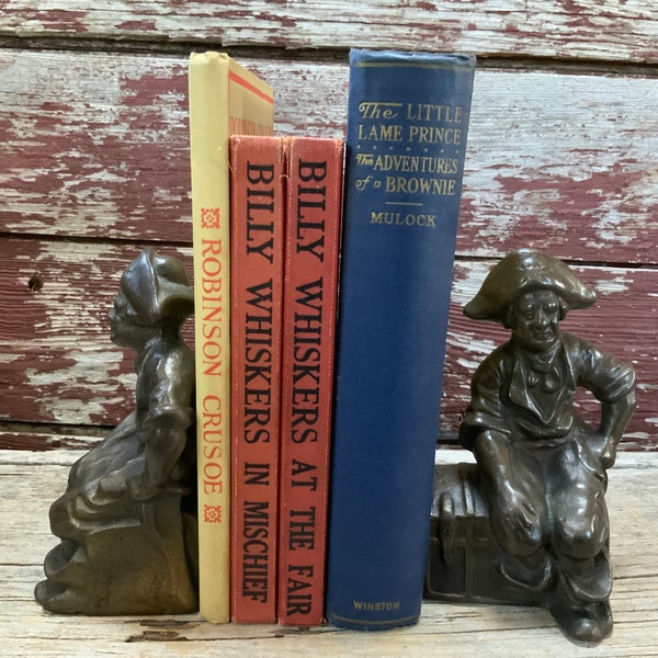 Vintage Pirate Bookends Hubley Cast Iron Book Accessory Scallywag Plunderer Adventurer Buccaneer Corsair Collectible SHIPS FREE