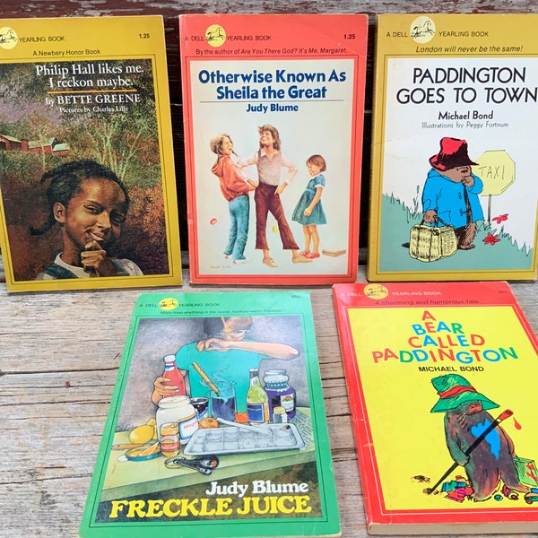 Book Bundle! Vintage 1970s Dell Yearling Books Paddington Judy Blume Freckle Juice Sheila the Great Newberry Honor