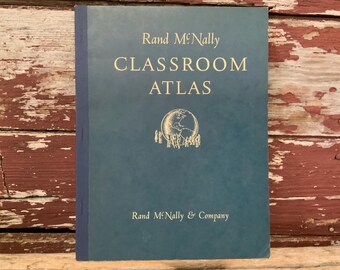1950 Rand McNally Classroom Atlas Relief Diagram Physical Political Maps of the World Geography