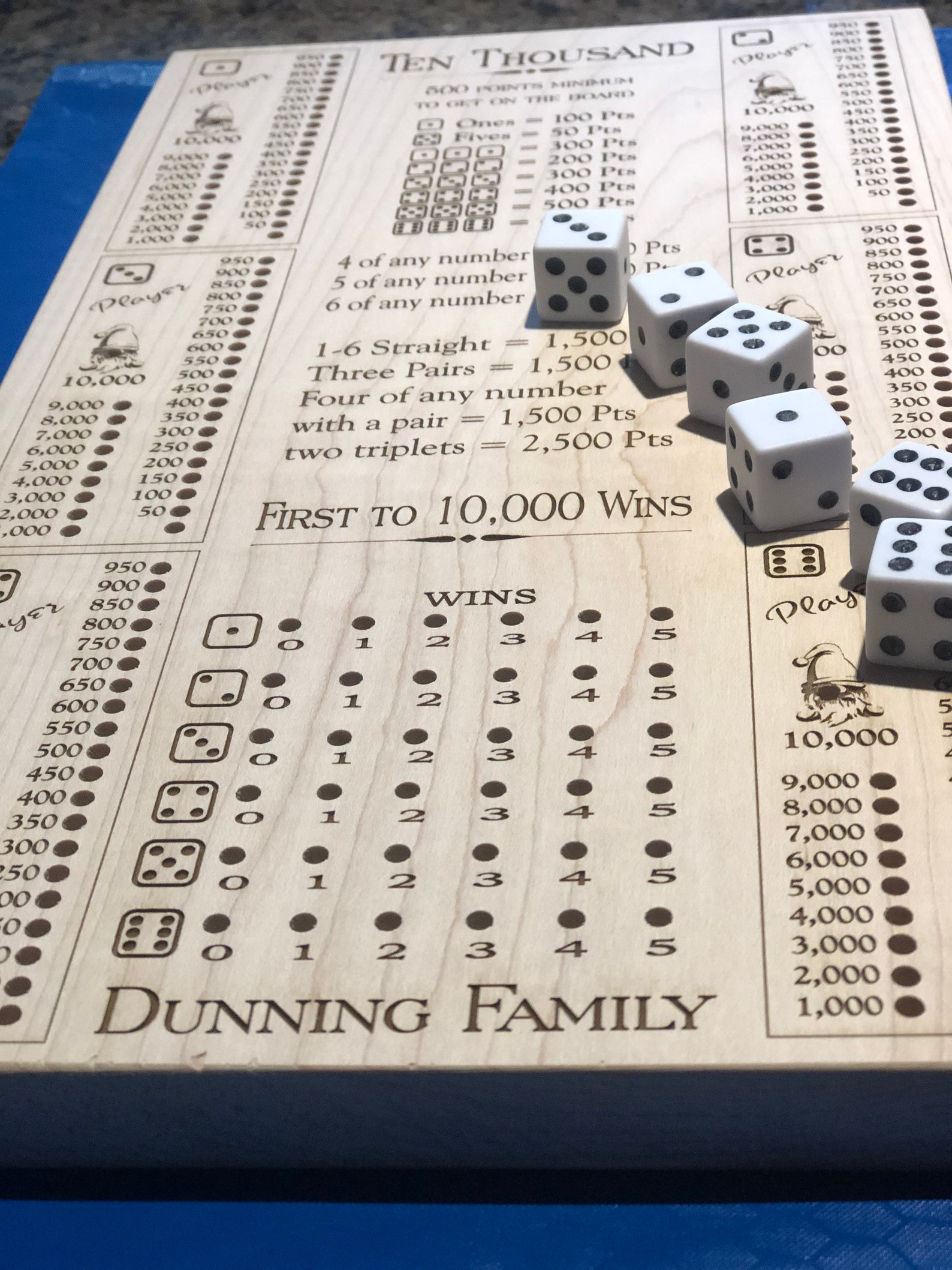 Farkle Score Board 10000 Ten Thousand Dice Game Wooden Etsy