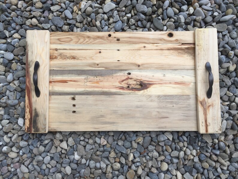 Rustic Wood Serving Tray with Handles unique Mothers Day Etsy