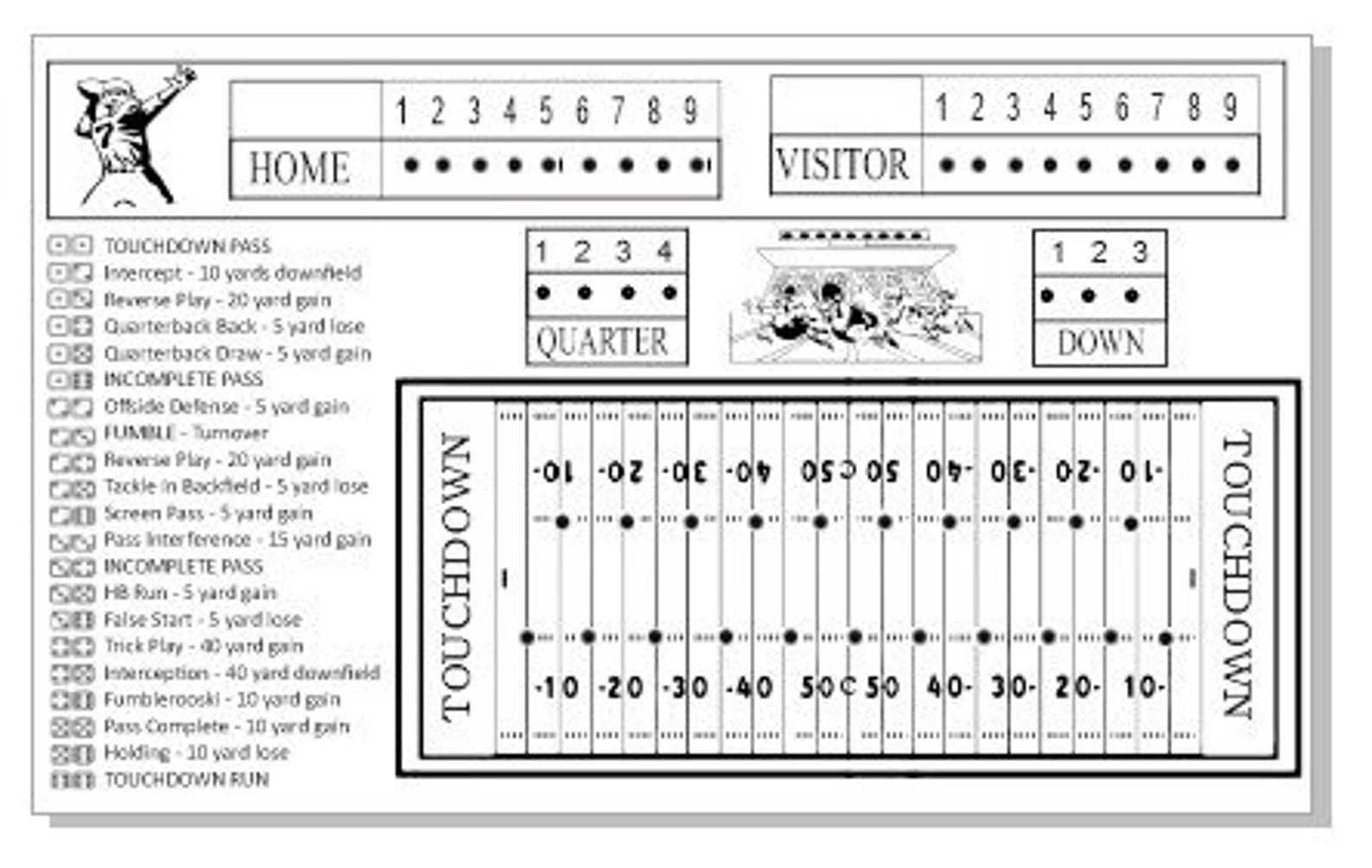 Dice Football Board Game US and Canadian Football Fields Etsy
