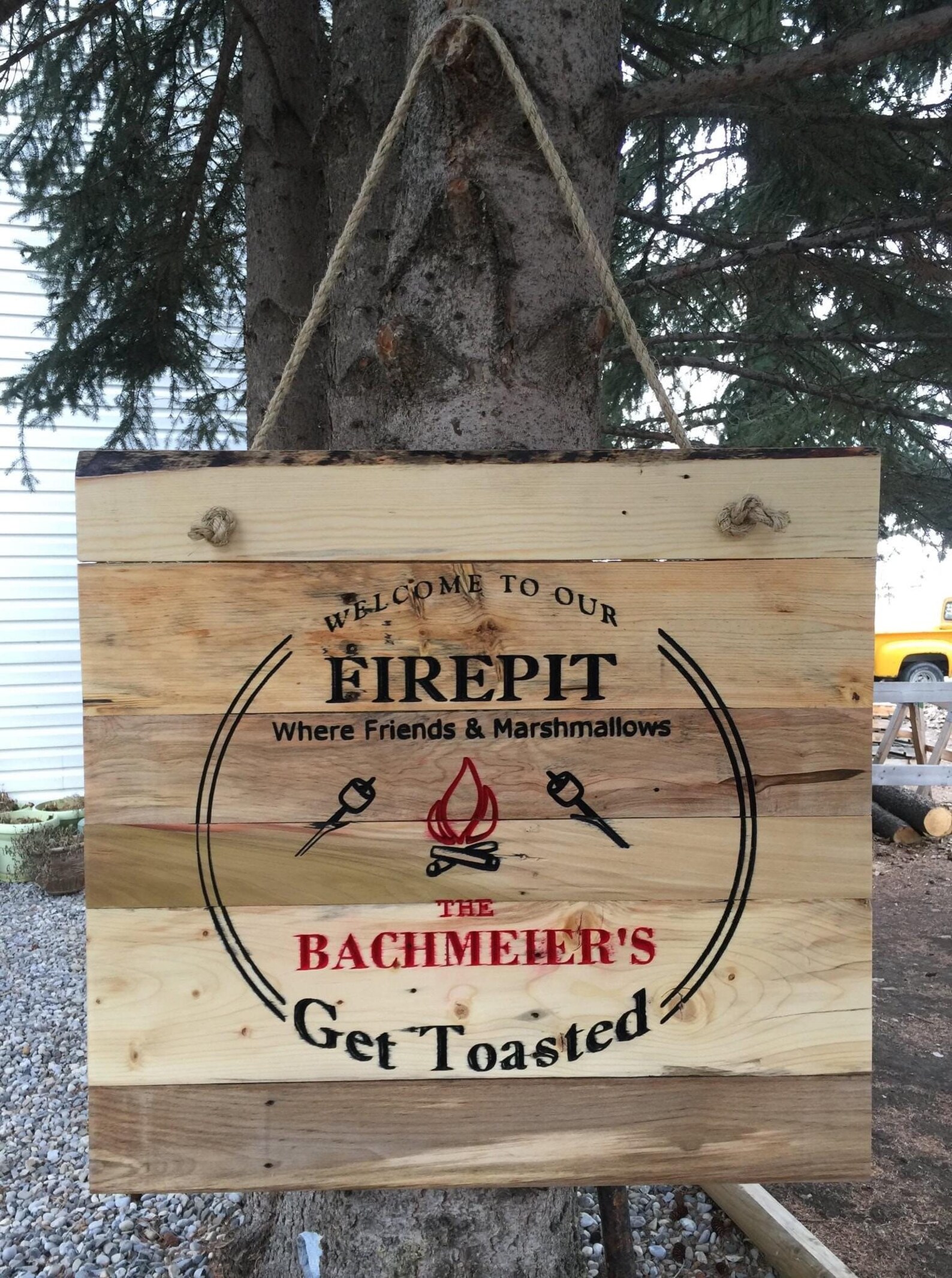 Outdoor Fire Pit Sign. Custom Engraved Family Sign Rustic Etsy