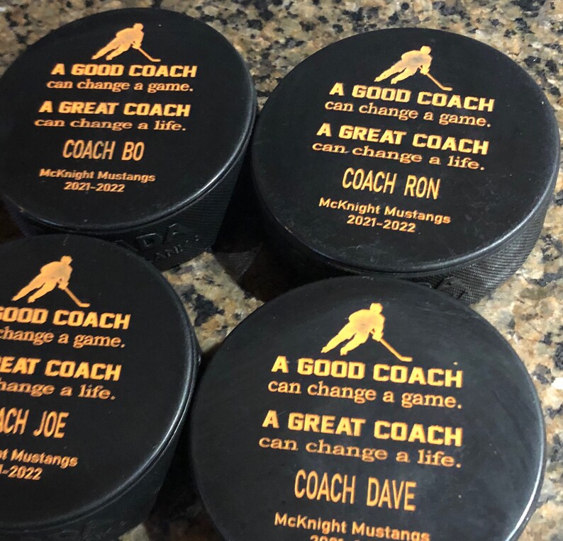 Coach Hockey Pucks Head Hockey Coach Pucks Team Hockey Etsy Canada