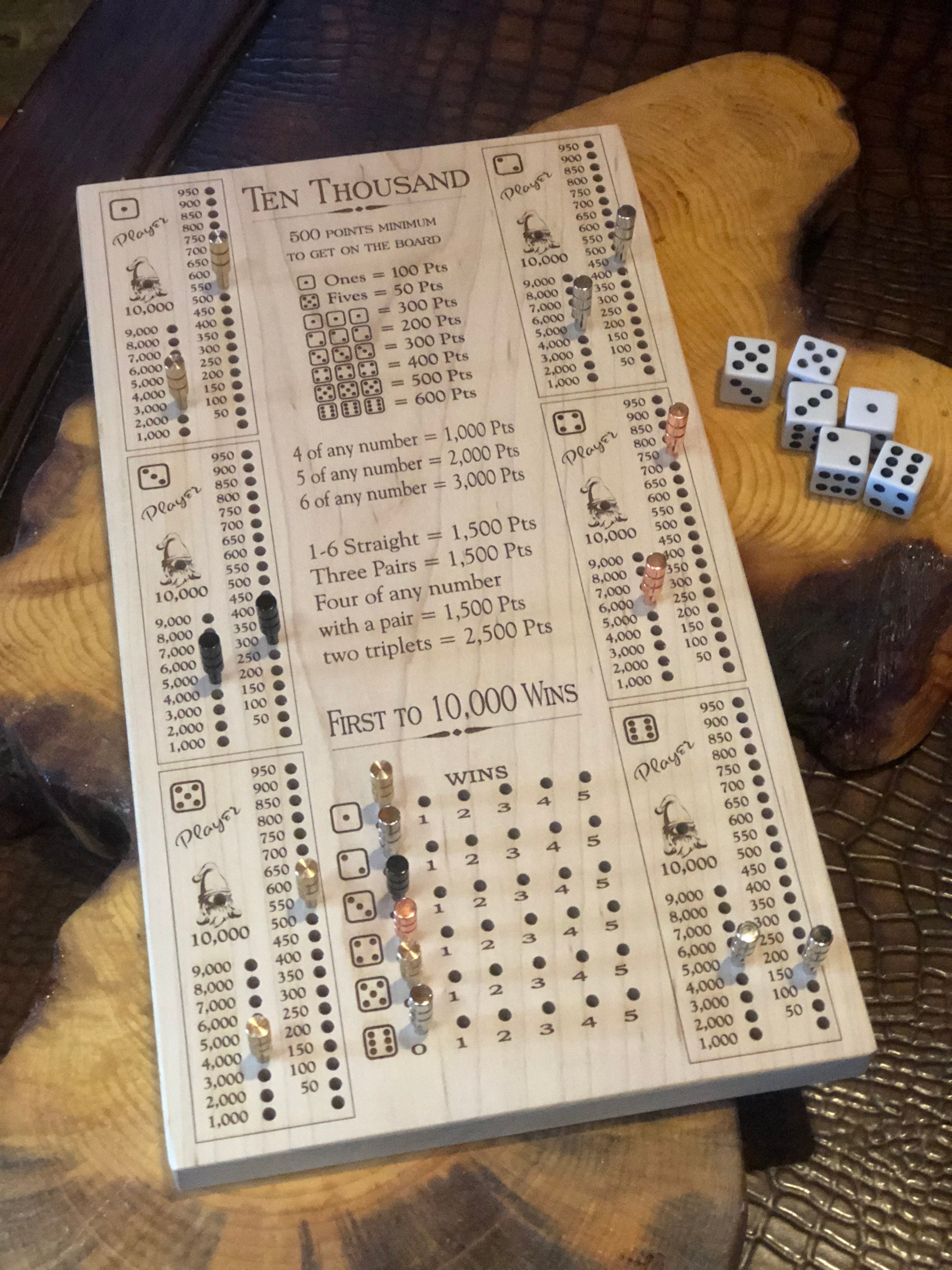 Farkle Score Board 10000 Ten Thousand Dice Game Wooden Etsy
