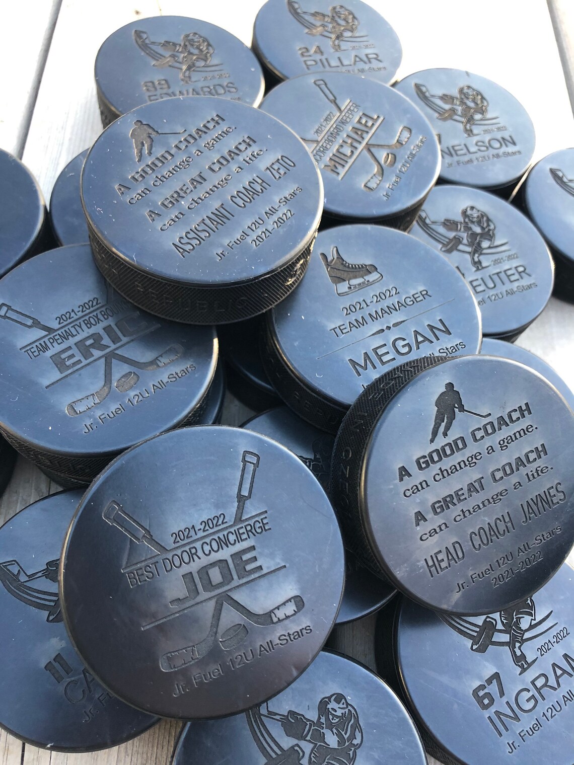 Coach Hockey Pucks Head Hockey Coach Pucks Team Hockey Etsy Canada