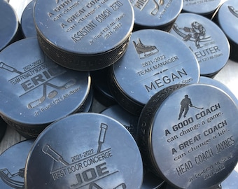 COACH: Personalized Hockey Pucks, Team Coach Gift, Customized Puck, Sports Memorabilia
