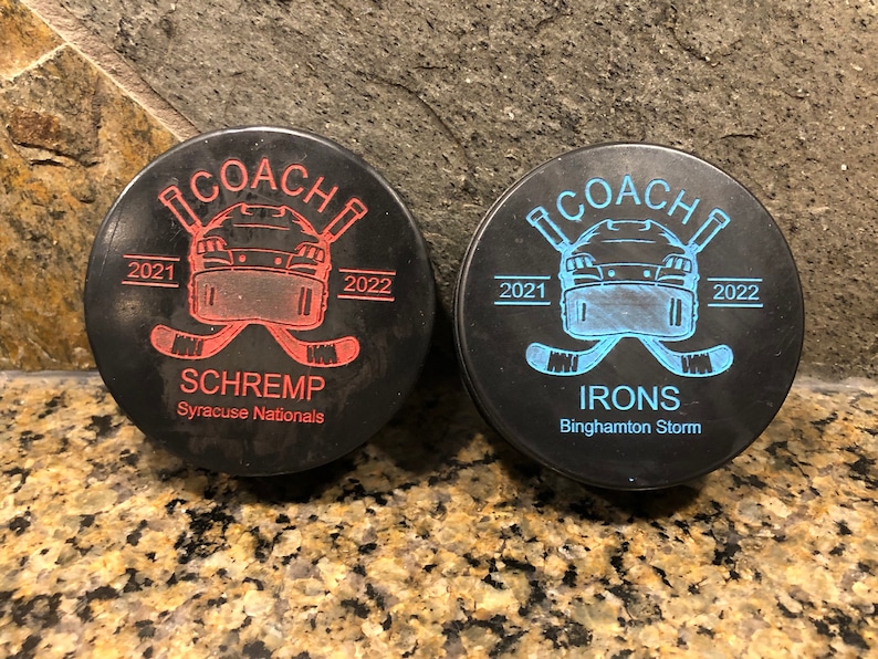 Coach Hockey Pucks Head Hockey Coach Pucks Team Hockey Etsy