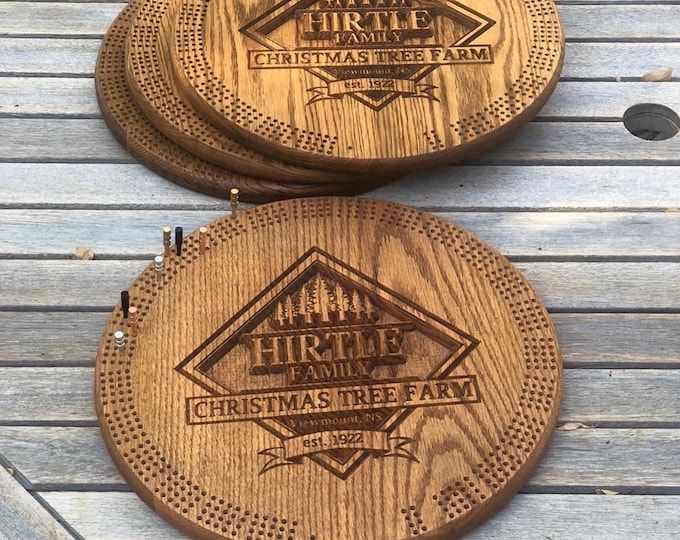 15” round crib board, customized game board, family name or company logo, engraved wooden game board for any occasion unique wedding gift