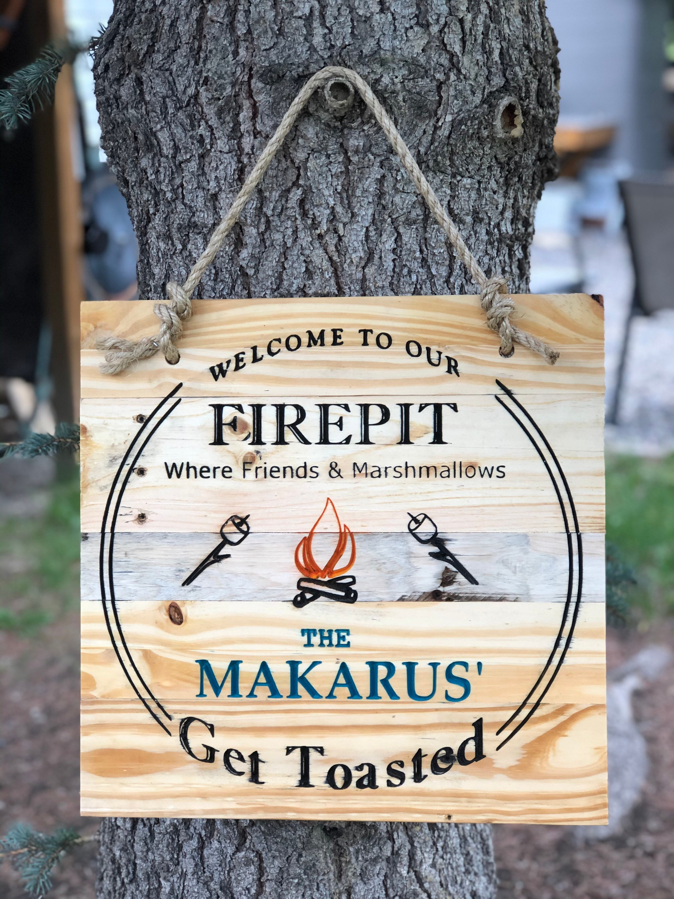 Outdoor Fire Pit Sign. Custom Engraved Family Sign Rustic Etsy