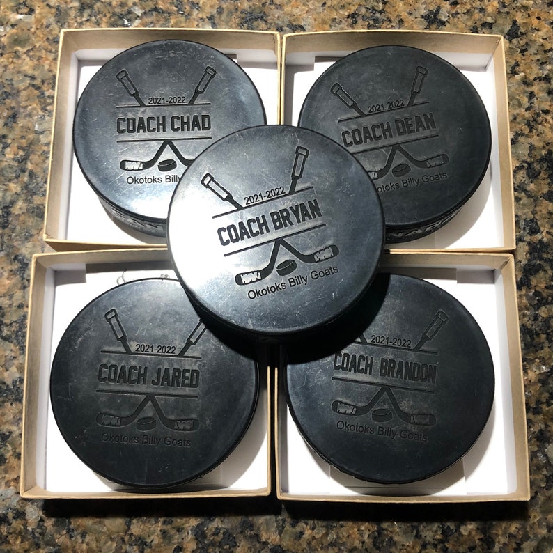 Coach Hockey Pucks Head Hockey Coach Pucks Team Hockey Etsy Canada