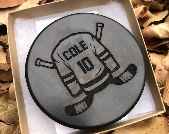 ENGRAVED HOCKEY PUCK: Personalized Sports Gift