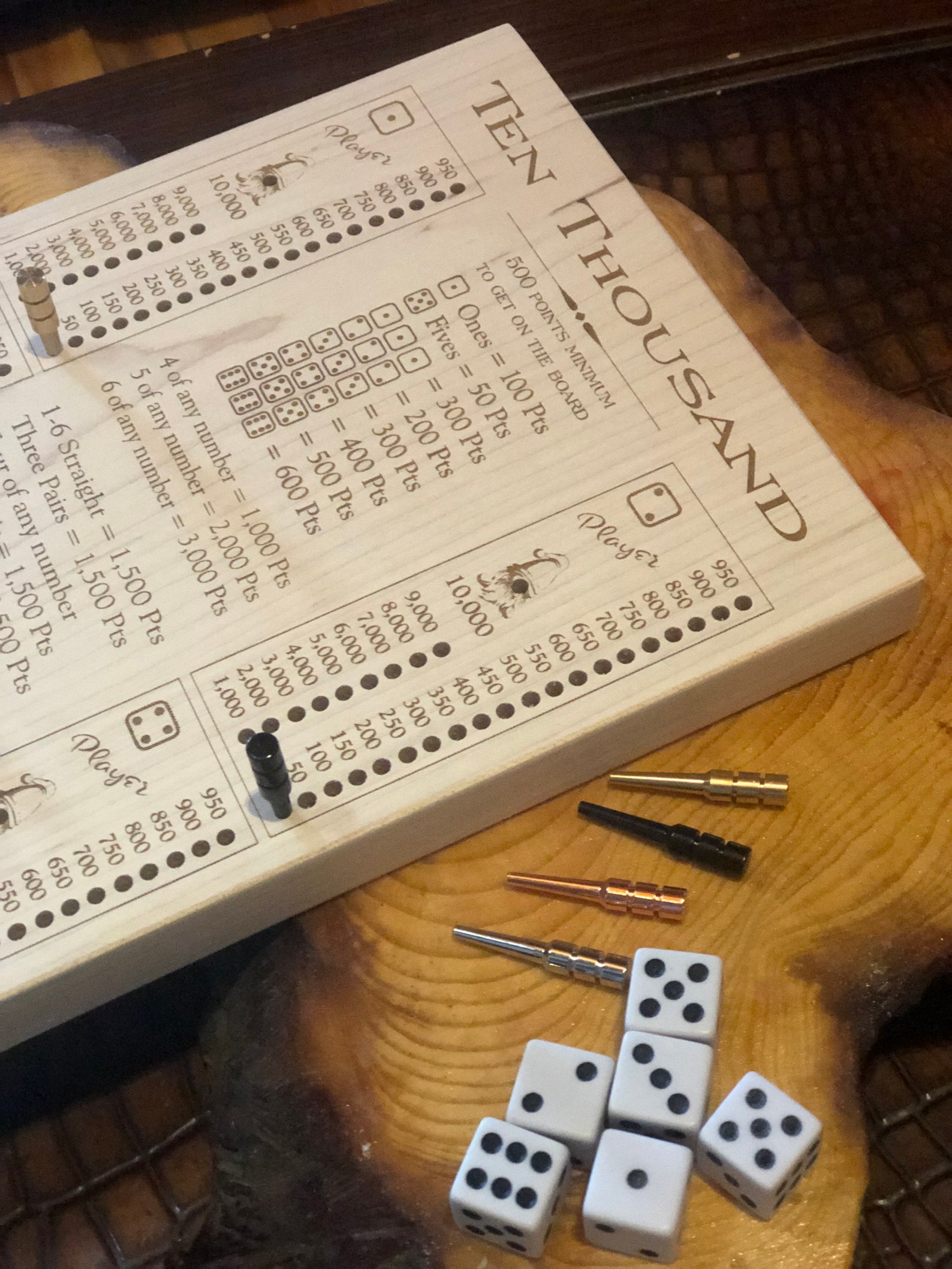 Farkle Score Board 10000 Ten Thousand Dice Game Wooden Etsy