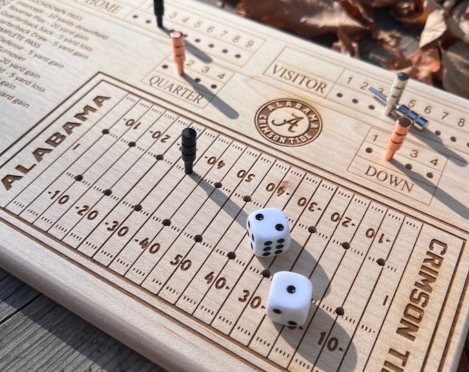 Dice Football Board Game, US and Canadian Football Fields Wooden Game Board