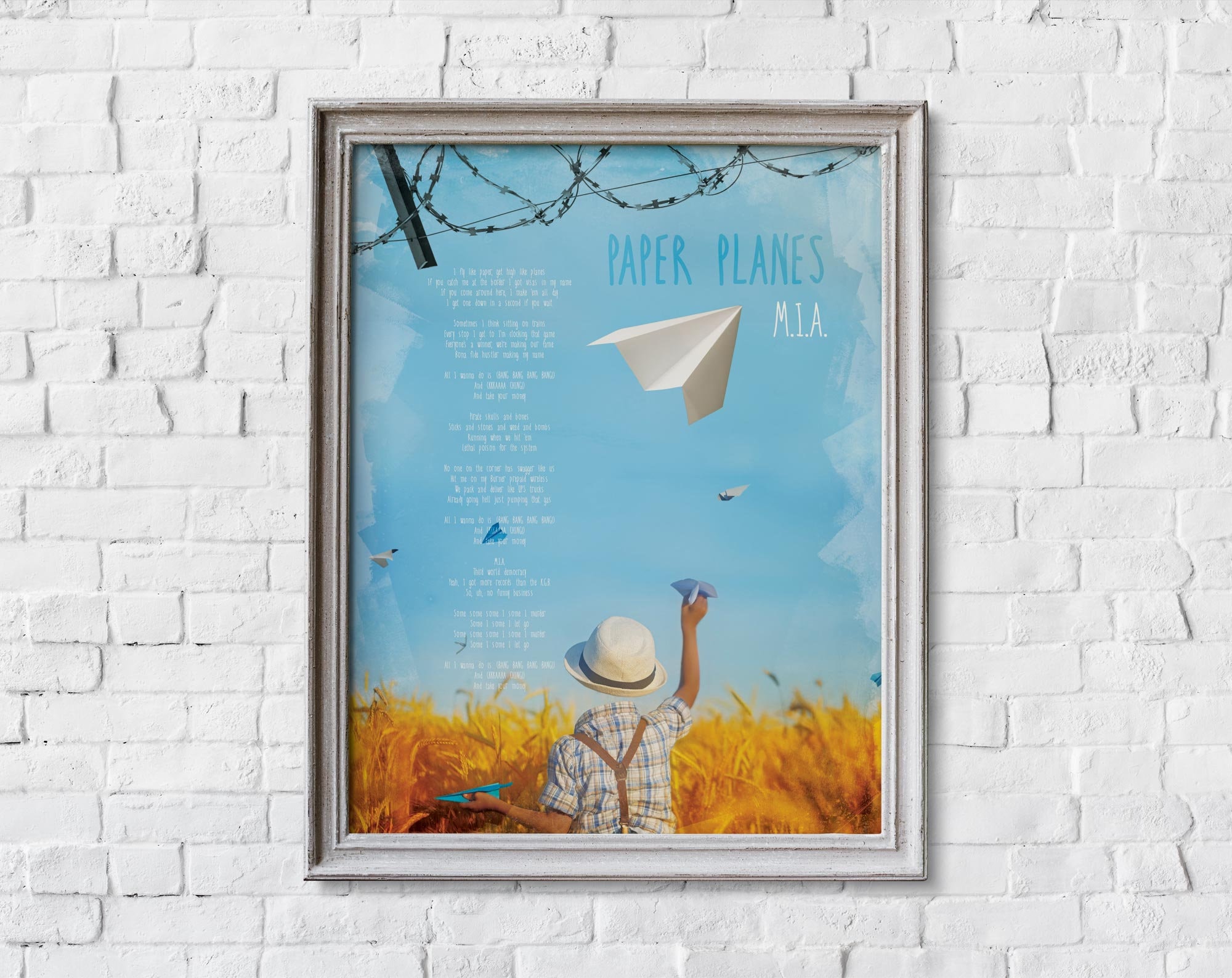 M.I.A Paper Planes Lyrics Printable Artwork Instant Etsy