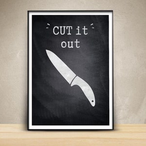 Cut It Out Printable artwork, instant digital download, kitchen art, cook fan, home wall art decor, living room decor