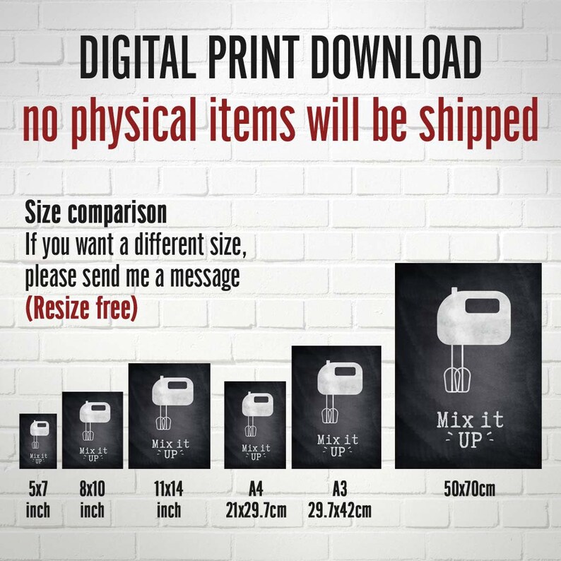Mix It up Printable Artwork, Instant Digital Download, Kitchen Art ...