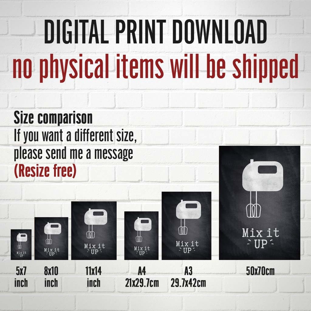 Mix It up Printable Artwork, Instant Digital Download, Kitchen Art ...