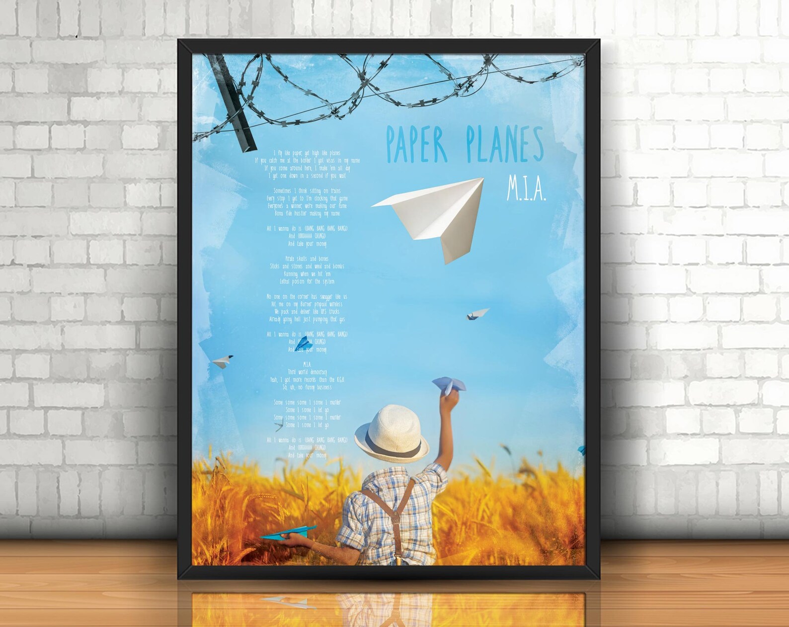 M.I.A Paper Planes Lyrics Printable Artwork Instant Etsy