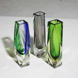 Murano Mandruzzato Faceted Vases, Set of 3