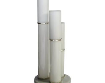 Post Modern White Glass Skyscraper Lamp Gumps