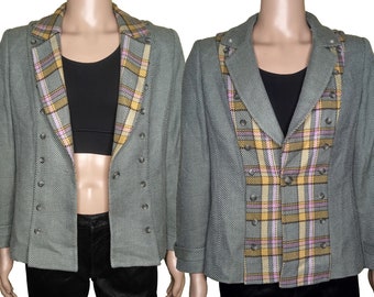 Vintage Randolph Duke The Look Reversible Plaid Blazer Size 12