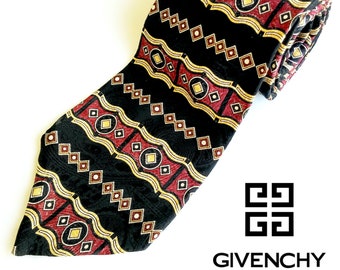Vintage Monsieur Givenchy Silk Tie Art Deco Necktie Abstract Made in the USA