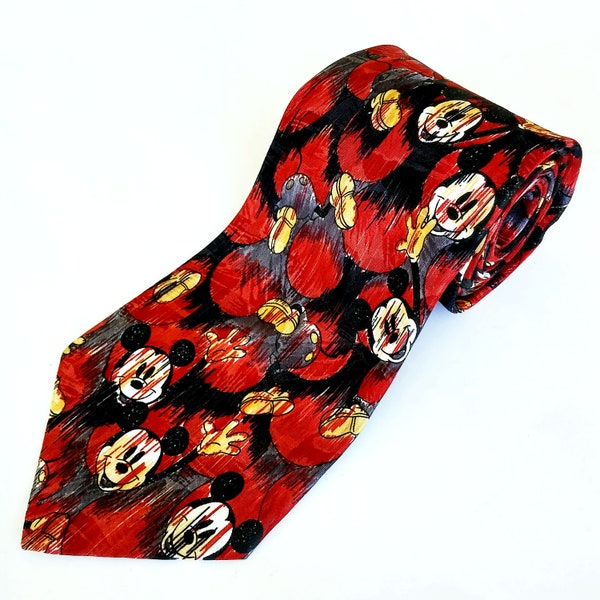 Vintage Disney Tie Novelty Print 60s 70s Mickey Mouse Tie Made in Italy