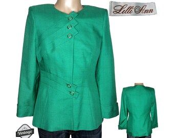 Vintage Lilli Ann Silk Green Blazer Jacket ILGWU 75 - 92