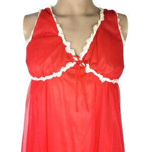 Vintage 70s Dynasty Red Sheer Maxi Nightgown image 5