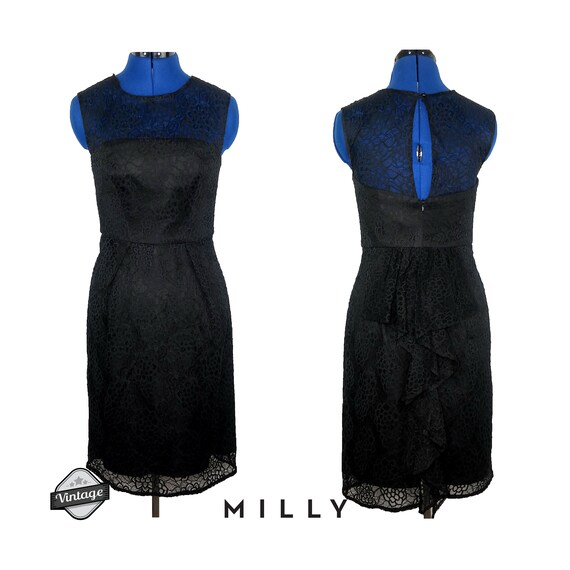 Vintage Milly Black Lace Ruffle Back Sheath Dress Size 2 Keyhole 90s - Etsy