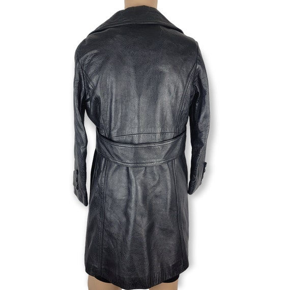 Vintage Black Leather Trench Coat - image 5