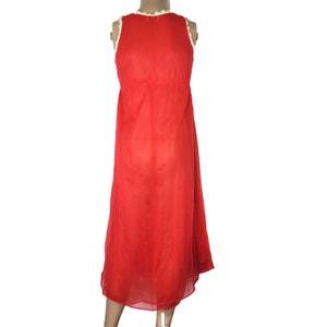 Vintage 70s Dynasty Red Sheer Maxi Nightgown image 3